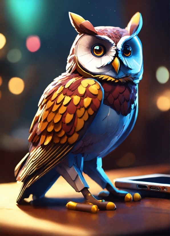 Bird, Light, Beak, Blue, Owl, Feather