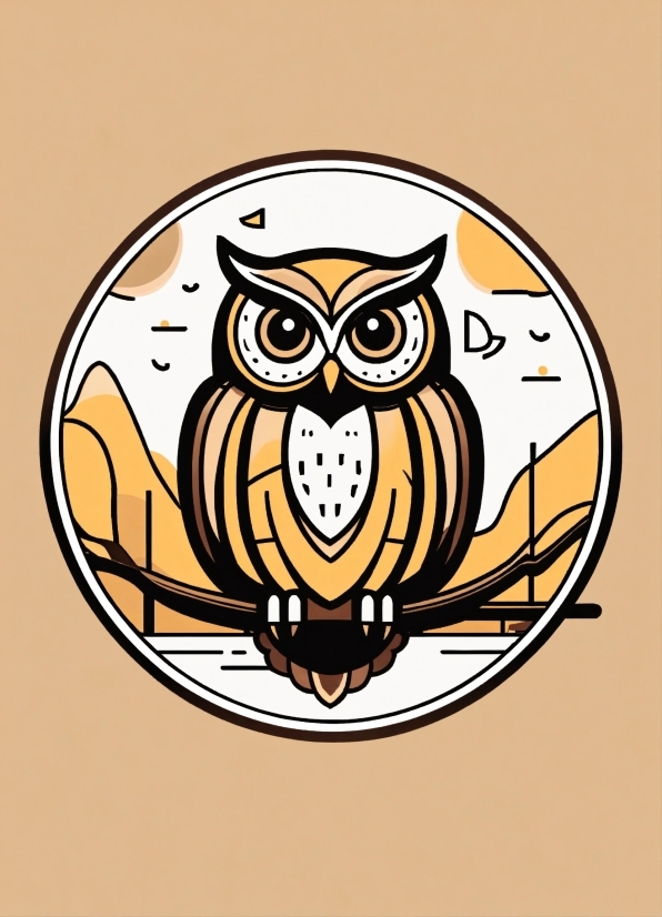 Bird, Owl, Beak, Art, Font, Cartoon