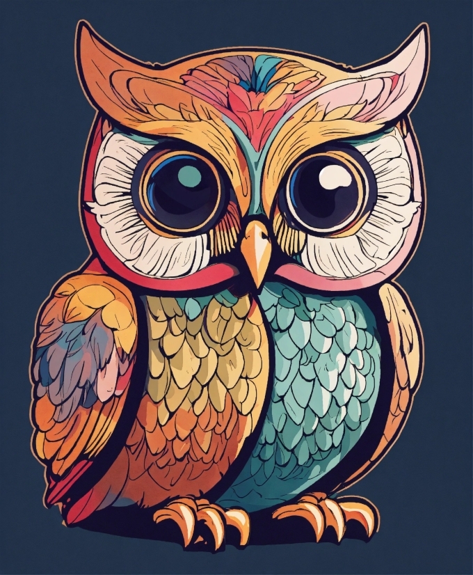 Bird, Owl, Organism, Great Horned Owl, Art, Rectangle