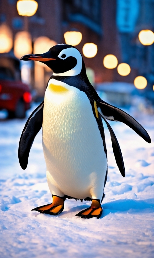 Bird, Penguin, Snow, Light, Beak, Emperor Penguin