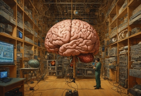 Brain, World, Human Body, Art, Table, Wood