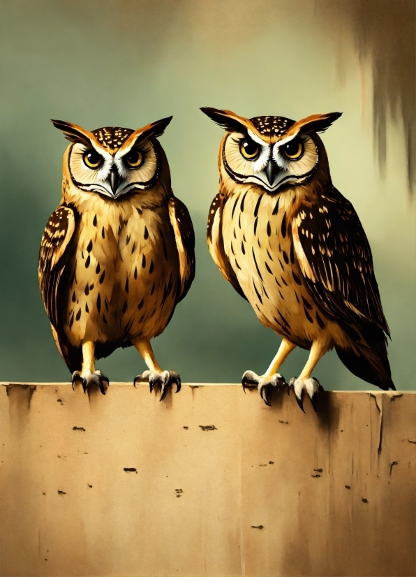 Brown, Bird, Owl, Beak, Neck, Great Horned Owl