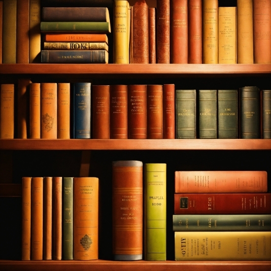 Brown, Bookcase, Shelf, Furniture, Book, Publication