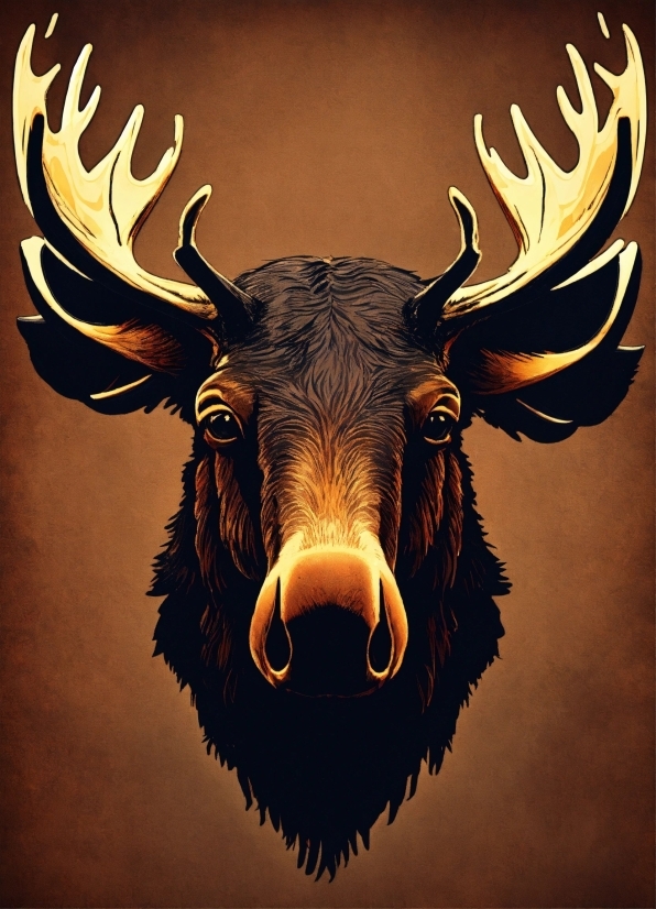 Brown, Light, Art, Terrestrial Animal, Horn, Snout
