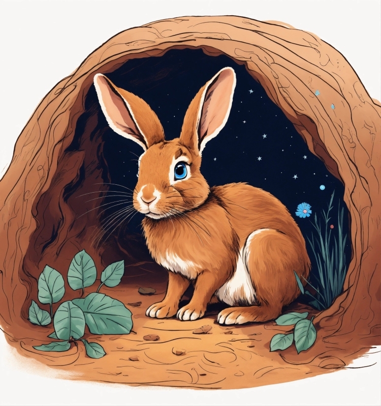 Brown, Rabbit, Vertebrate, Natural Environment, Organism, Cartoon