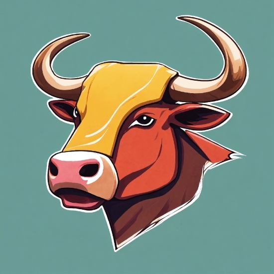 Bull, Working Animal, Organism, Art, Painting, Horn