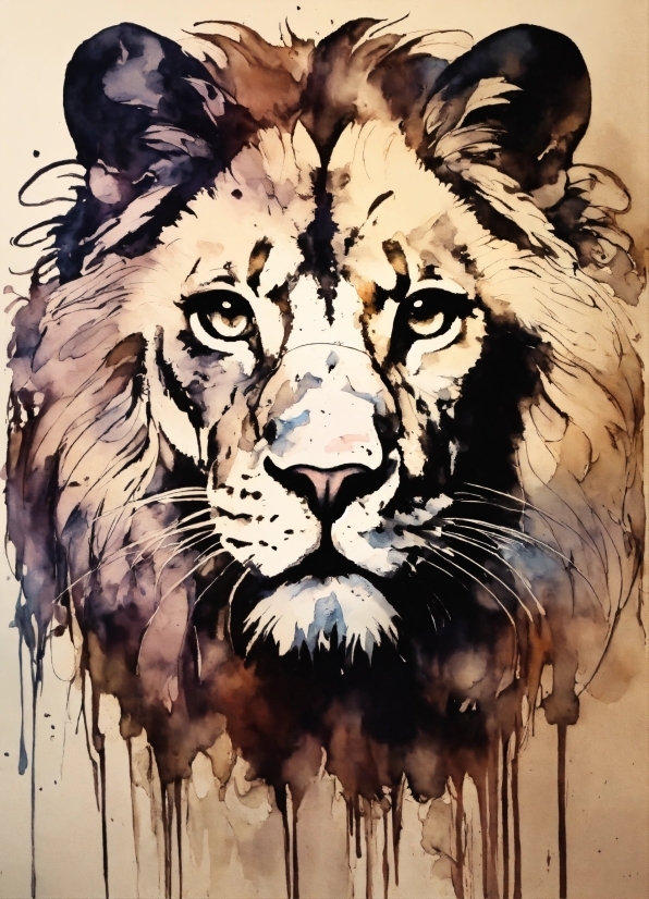 Carnivore, Felidae, Big Cats, Painting, Whiskers, Art