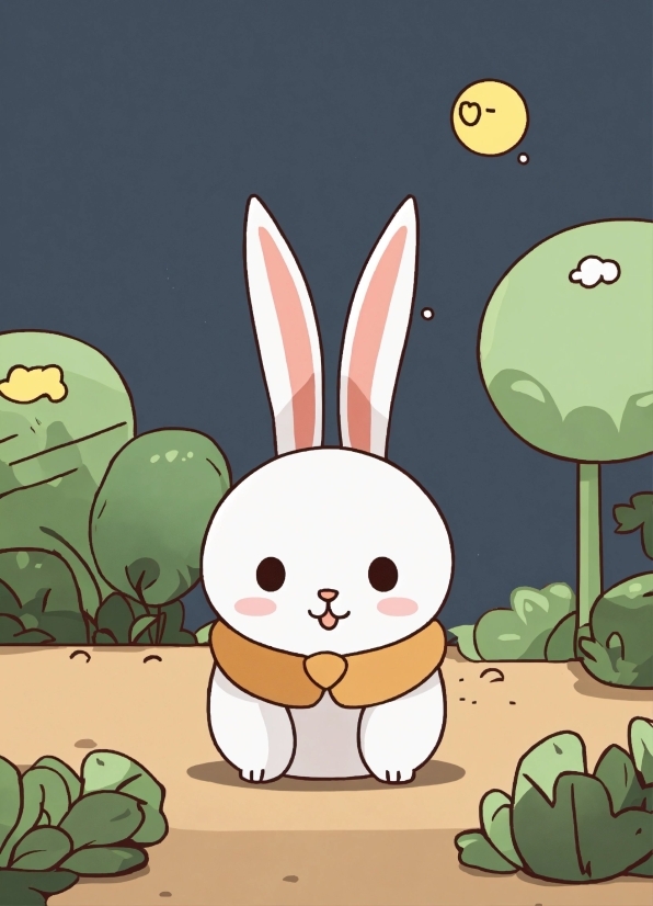 Cartoon, Green, Rabbit, Organism, Mammal, Happy