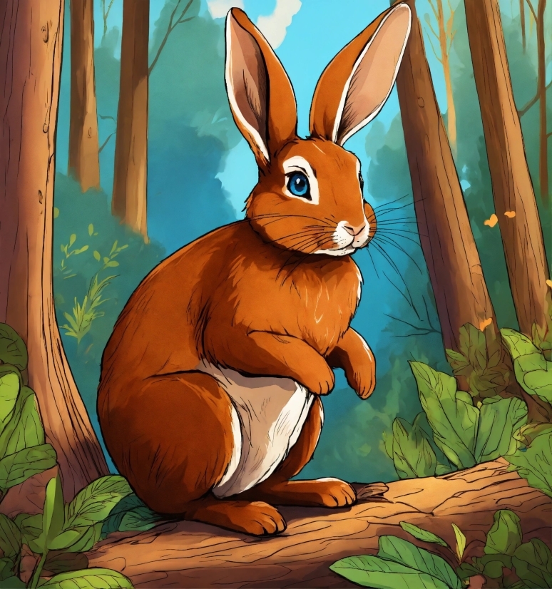 Cartoon, Rabbit, Natural Environment, Organism, Rabbits And Hares, Fawn