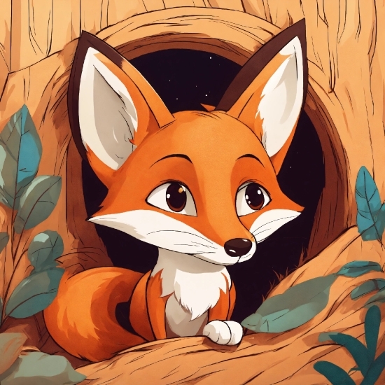 Cartoon, Red Fox, Orange, Carnivore, Fox, Mammal