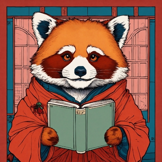 Cartoon, Red Panda, Orange, Carnivore, Art, Fawn