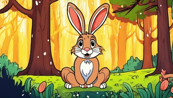 Cartoon, Vertebrate, Nature, Natural Environment, Rabbit, Organism