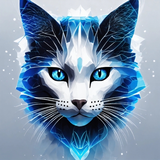 Cat, Art Paint, Felidae, Carnivore, Blue, Azure