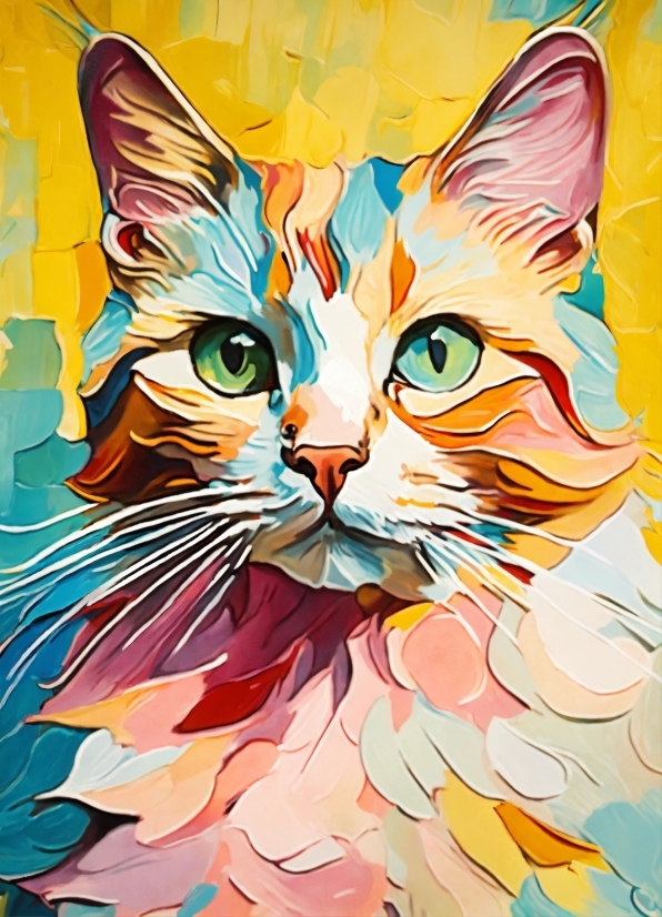 Cat, Art Paint, Paint, Felidae, Carnivore, Organism