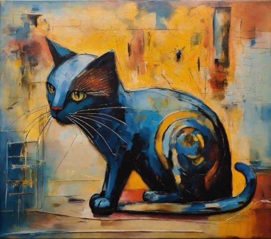 Cat, Art Paint, Paint, Felidae, Carnivore, Painting