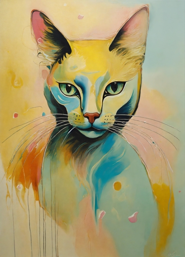 Cat, Art Paint, Paint, Felidae, Carnivore, Painting