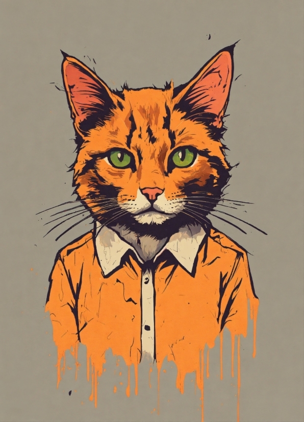 Cat, Felidae, Carnivore, Art Paint, Orange, Paint