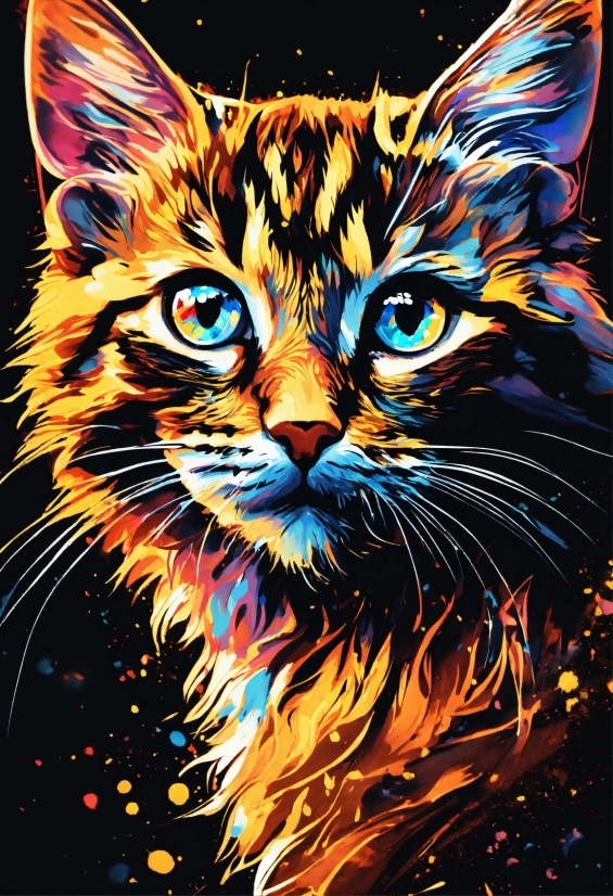 Cat, Felidae, Carnivore, Organism, Painting, Whiskers