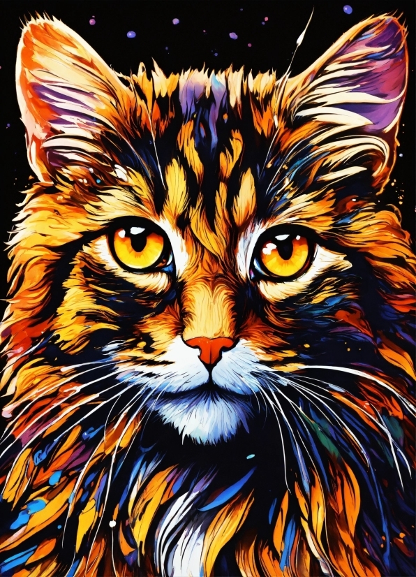 Cat, Felidae, Carnivore, Organism, Painting, Whiskers