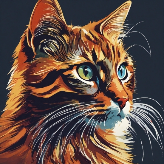 Cat, Felidae, Carnivore, Small To Mediumsized Cats, Art, Painting