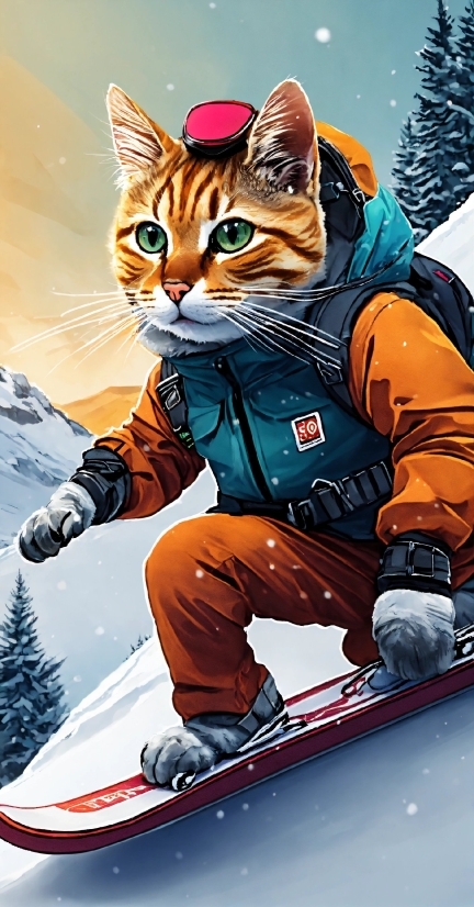 Cat, Felidae, Sports Equipment, Snow, Carnivore, Small To Mediumsized Cats