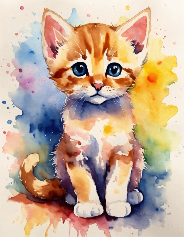 Cat, Paint, Felidae, Carnivore, Organism, Painting