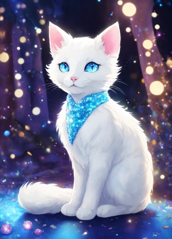 Cat, Vertebrate, Blue, Light, Christmas Ornament, Textile