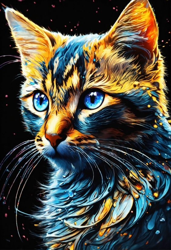 Cat, Vertebrate, Felidae, Nature, Carnivore, Art Paint
