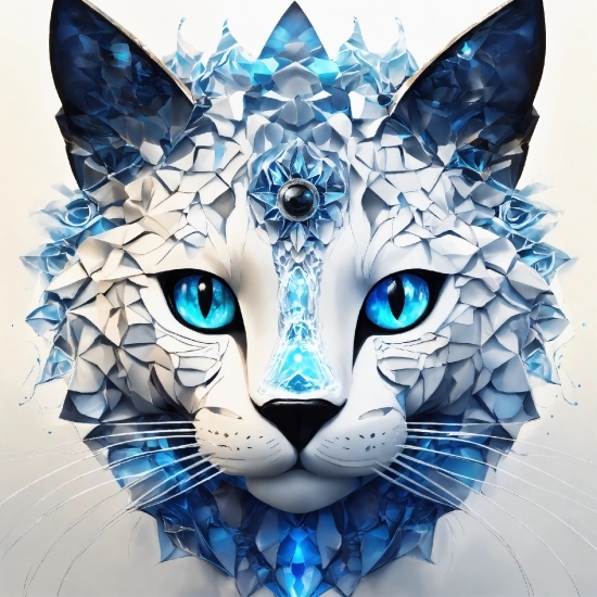 Cat, White, Vertebrate, Azure, Blue, Felidae