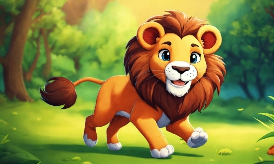 Cc0 1.0, Felidae, Cartoon, Happy, Carnivore, Grass