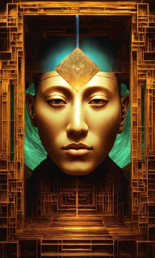 Chin, Eye, Temple, Art, Symmetry, Metal