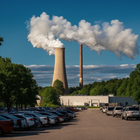 Cloud, Sky, Land Vehicle, Car, Cooling Tower, Tree