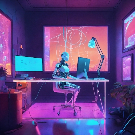 Computer, Table, Purple, Musician, Personal Computer, Entertainment