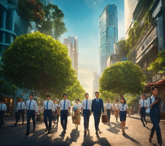 Double Photo Editing Background, Sky, Building, Daytime, Skyscraper, Plant