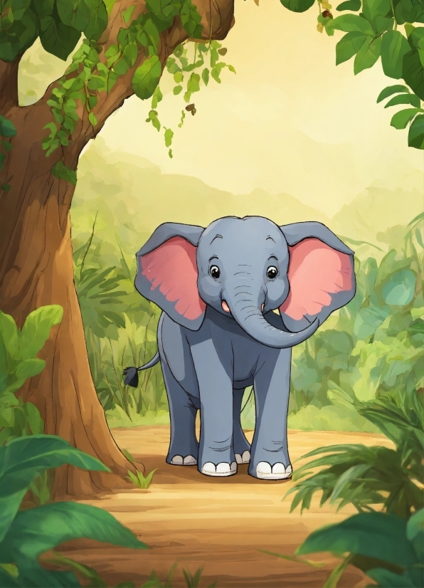 Elephant, Cartoon, Ecoregion, Nature, Botany, Natural Environment