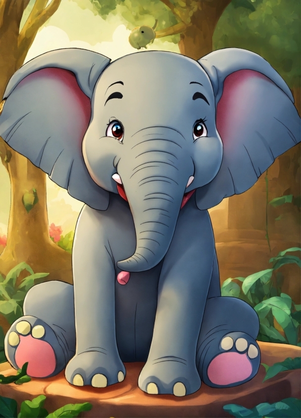 Elephant, Cartoon, Vertebrate, Nature, Elephants And Mammoths, Natural Environment
