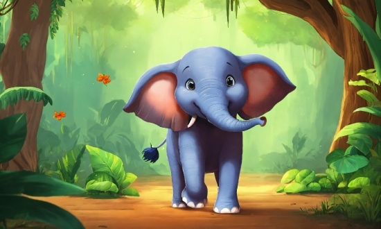 Elephant, Plant, Cartoon, Nature, Natural Environment, Organism