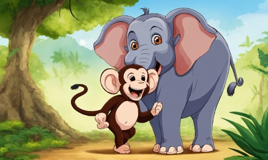 Elephant, Plant, Ecoregion, Cartoon, Vertebrate, Elephants And Mammoths