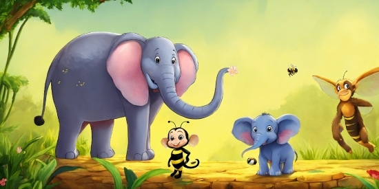 Elephant, Vertebrate, Cartoon, Nature, Natural Environment, Organism