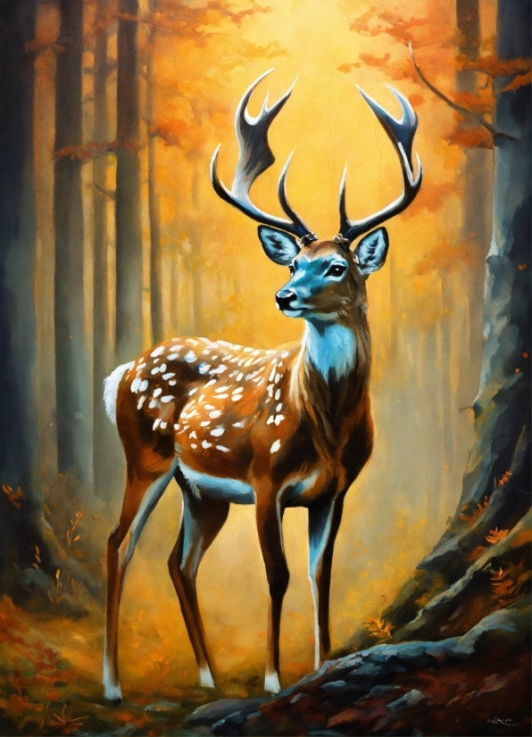 Elk, Deer, Organism, Barren Ground Caribou, Art, Horn