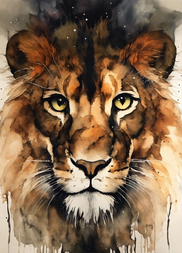Felidae, Carnivore, Big Cats, Whiskers, Organism, Painting