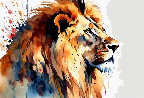 Felidae, Lion, Carnivore, Painting, Big Cats, Art Paint