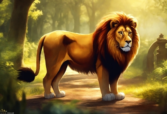 Felidae, Lion, Masai Lion, Carnivore, Big Cats, Painting