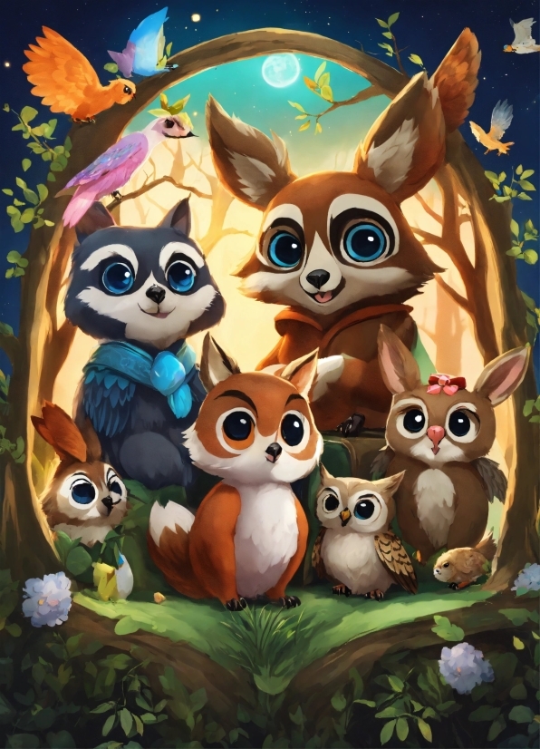 Free Animation Video Maker Online, Owl, Organism, Cartoon, Fawn, Art