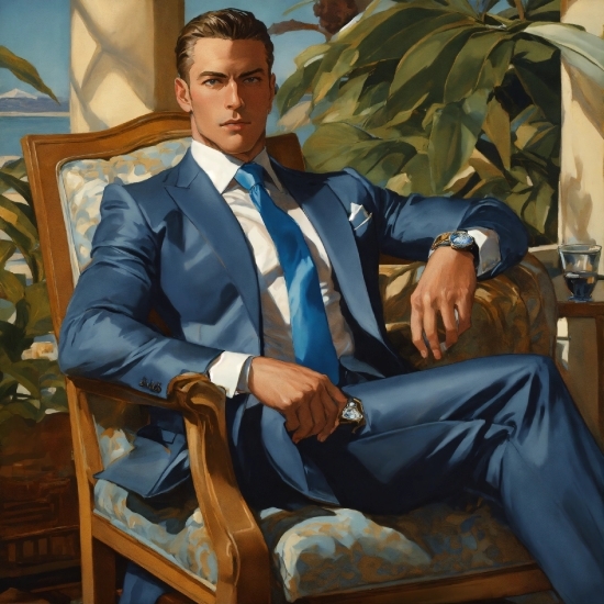 Gesture, Dress Shirt, Comfort, Chair, Tie, Military Person