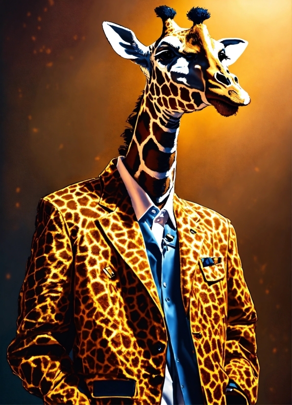 Giraffe, Giraffidae, Light, Black, Neck, Sleeve