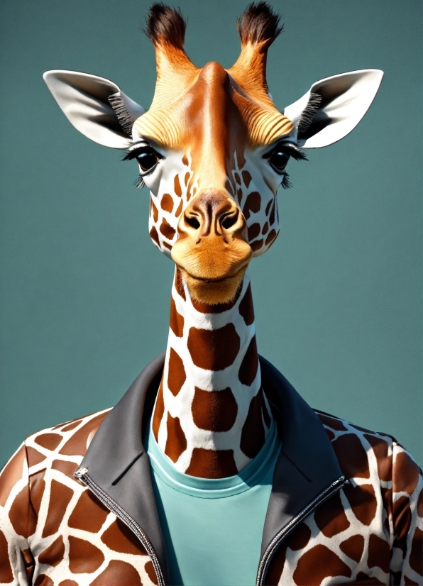 Giraffe, Giraffidae, Photograph, White, Light, Black