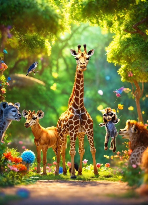 Giraffe, Giraffidae, Plant, Plant Community, Light, Natural Landscape