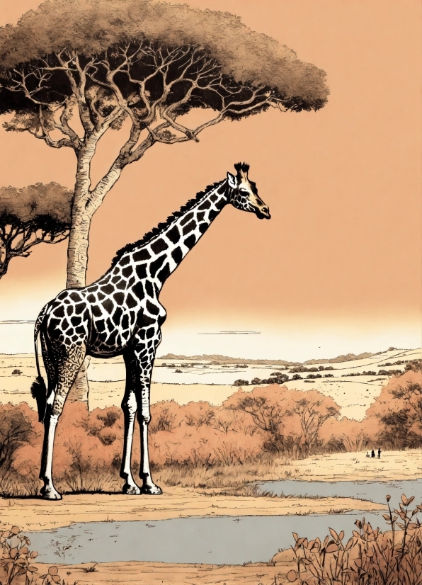 Giraffe, Head, Giraffidae, Plant, Water, Ecoregion