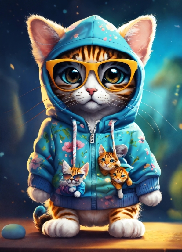 Glasses, Cat, Felidae, Carnivore, Small To Mediumsized Cats, Orange
